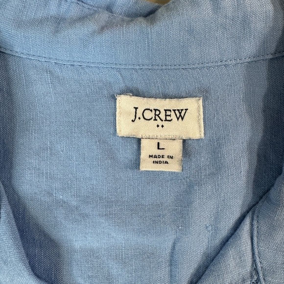 J. Crew Factory Linen shirt perfect fit AL 522 Blue Size Large - Picture 3 of 16
